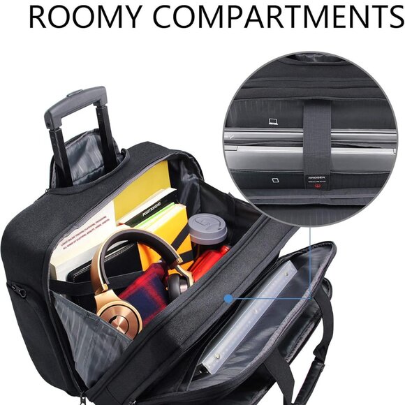 Rolling Laptop Bag Wheeled Briefcase Fits Up to 17.3 Inch Laptop Water-Proof - Picture 3 of 6